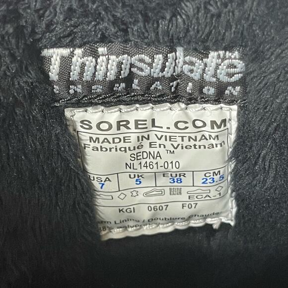 Sorel Sedna Thinsulate Black Waterproof Faux Fur Trim Boots Size W7 US - Picture 4 of 10